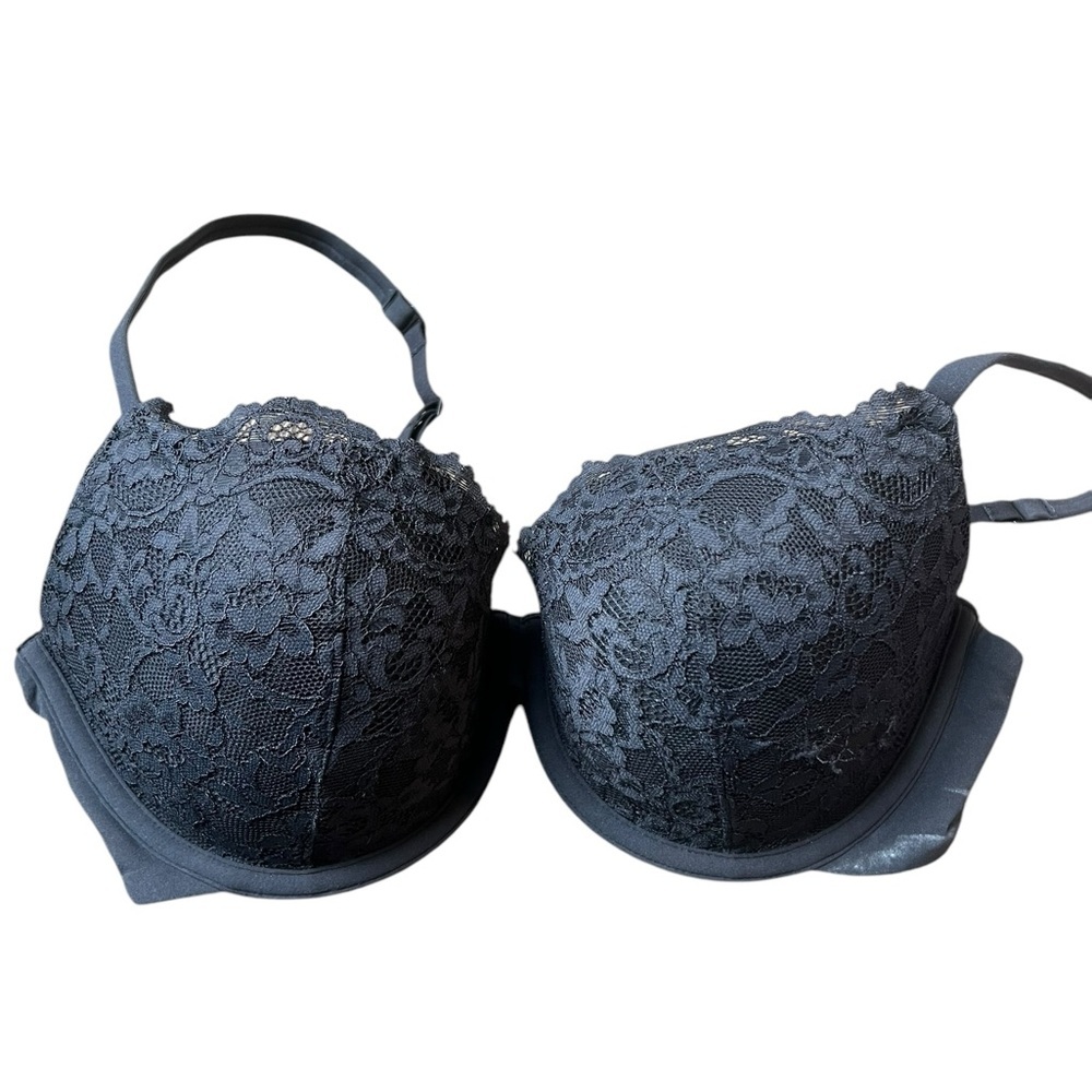 SKIMS Fits Everybody Lace Push-Up Demi Bra, 36C, ONYX